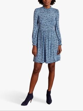 Boden Blue Floral Long Sleeve Dress